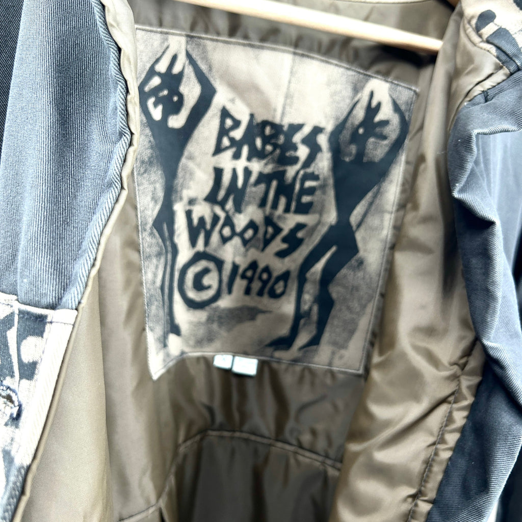 Vintage 90s Babes in the Woods Black Moose Print Duffle Coat
