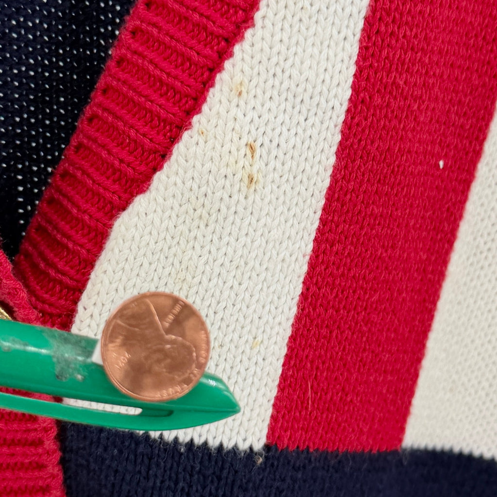 Vintage 90s Chelsea Charter Club Navy Red White 100% Cotton Cardigan