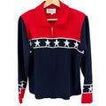 Vintage 90s Prosperity Red Navy White Flag Star Full Zip Cardigan