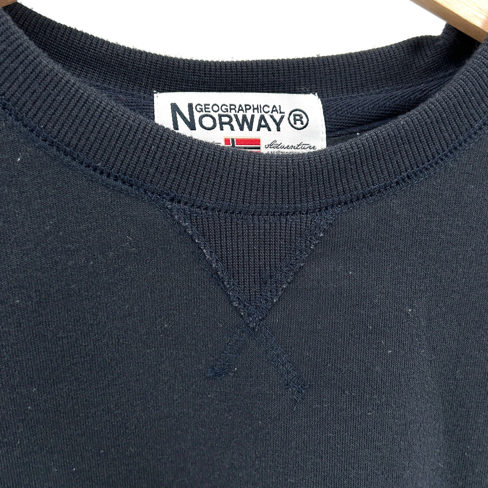 Geographical Norway Navy Blue Logo Graphic Crewneck Sweatshirt