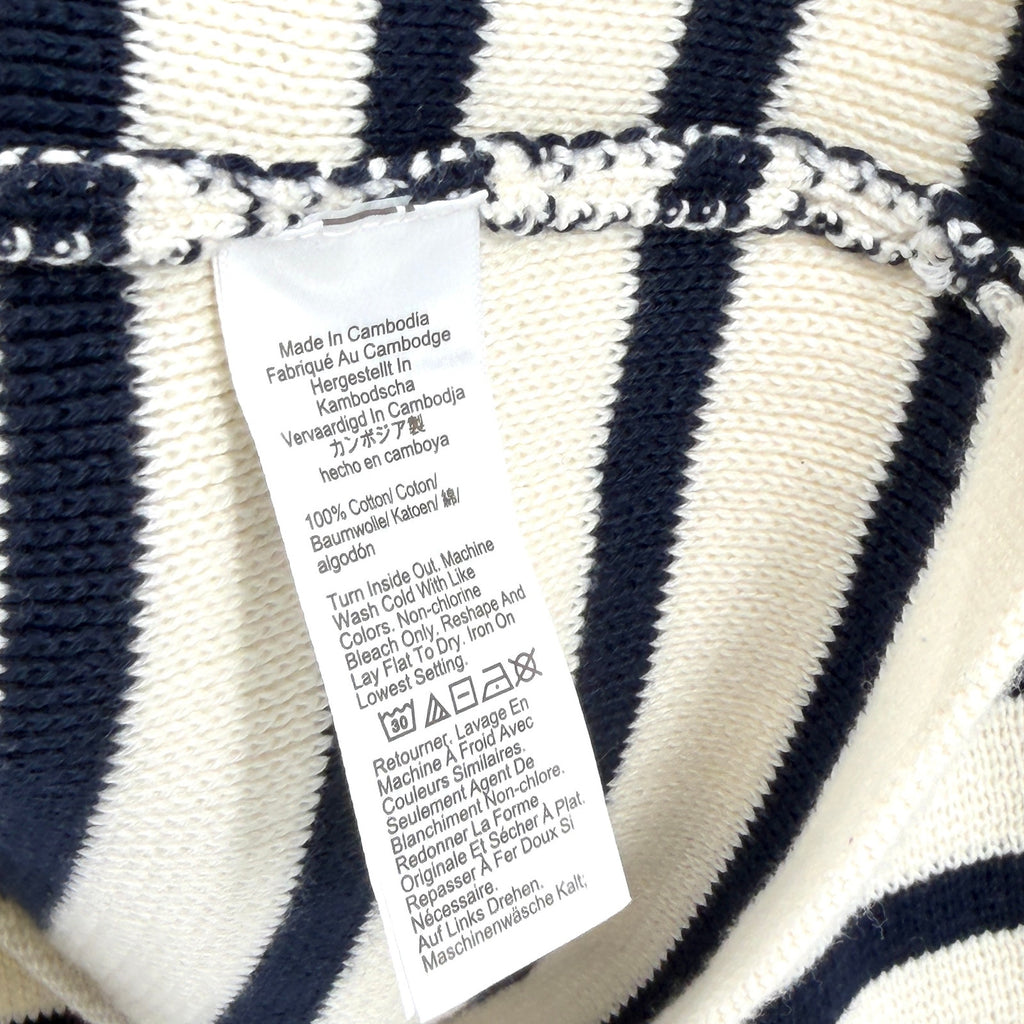 J.Crew Emilie Cream Navy Striped Gold Button 100% Cotton Cardigan Sweater Jacket