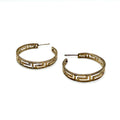 Vintage 90s Sterling Silver Greek Key Cutout Open Hoop Earrings