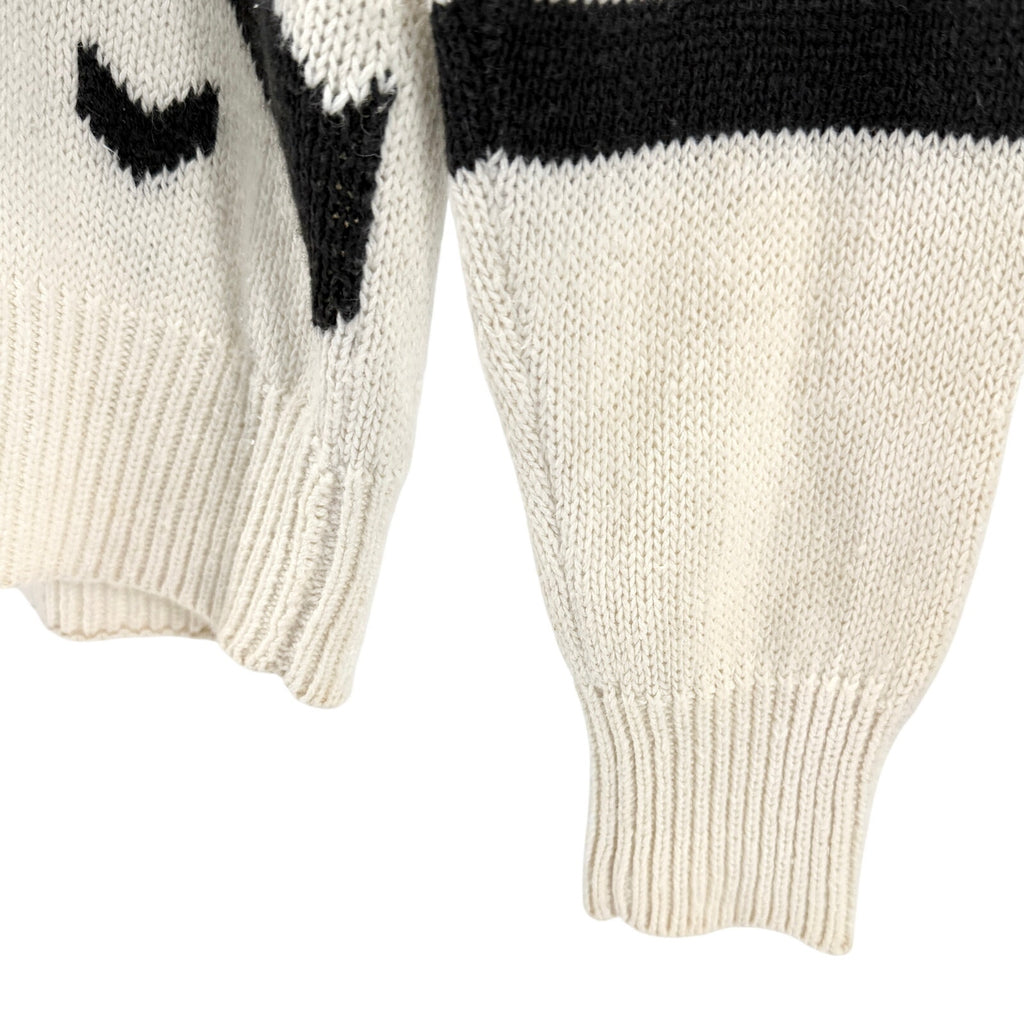 Vintage 80s Raoul Petite Ivory Black Chevron Knit Sweater