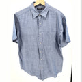Nautica Blue Ramie Cotton Blend Short Sleeve Button Down Shirt