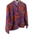 Vintage 90s Chico's Purple 100% Silk Floral Frog Button Mandarin Blouse