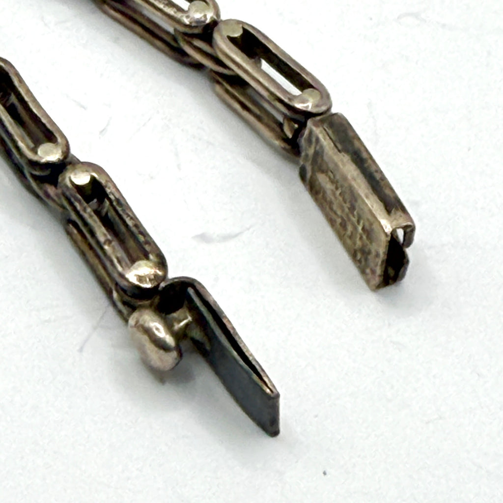 Vintage 90s Stamped Sterling Silver Modernist Geometric Link Statement Bracelet
