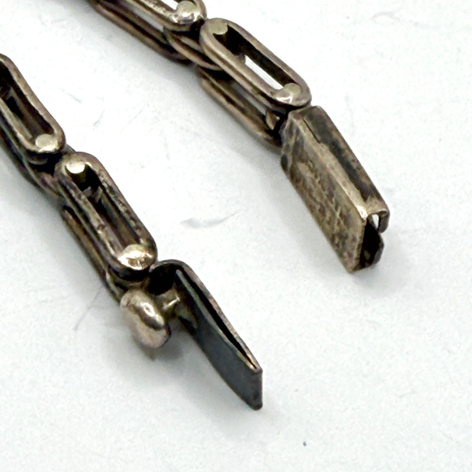 Vintage 90s Stamped Sterling Silver Modernist Geometric Link Statement Bracelet
