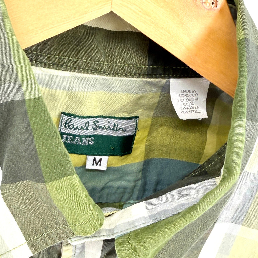 Paul Smith Green Yellow Plaid 100% Cotton Button Down Shirt