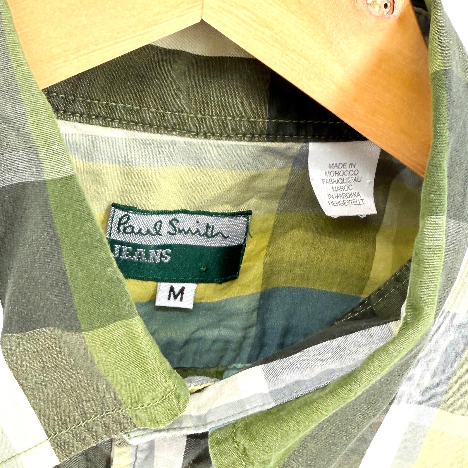 Paul Smith Green Yellow Plaid 100% Cotton Button Down Shirt