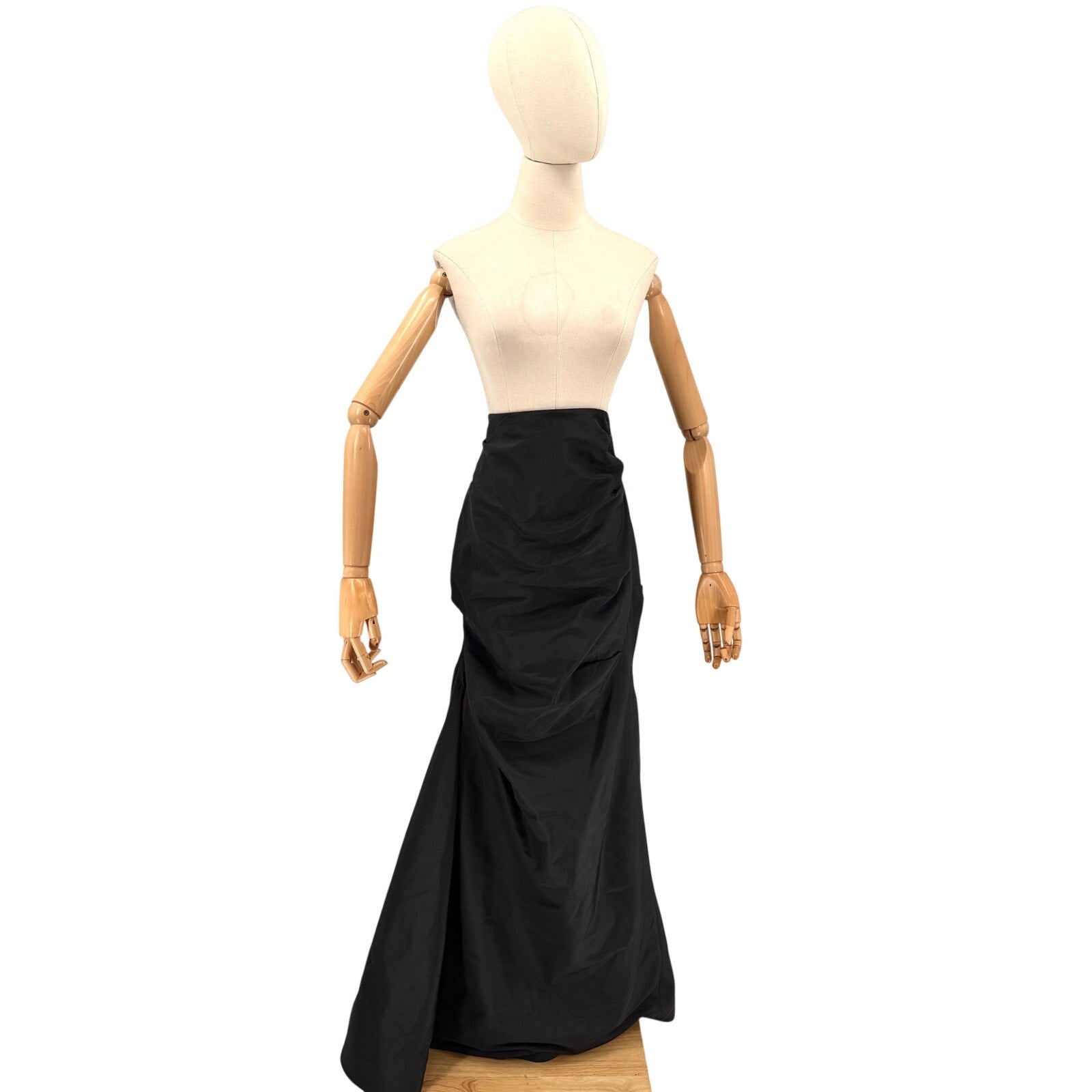 Vintage Y2K Rickie Freeman Teri Jon Black Silk Blend Ruched Skirt