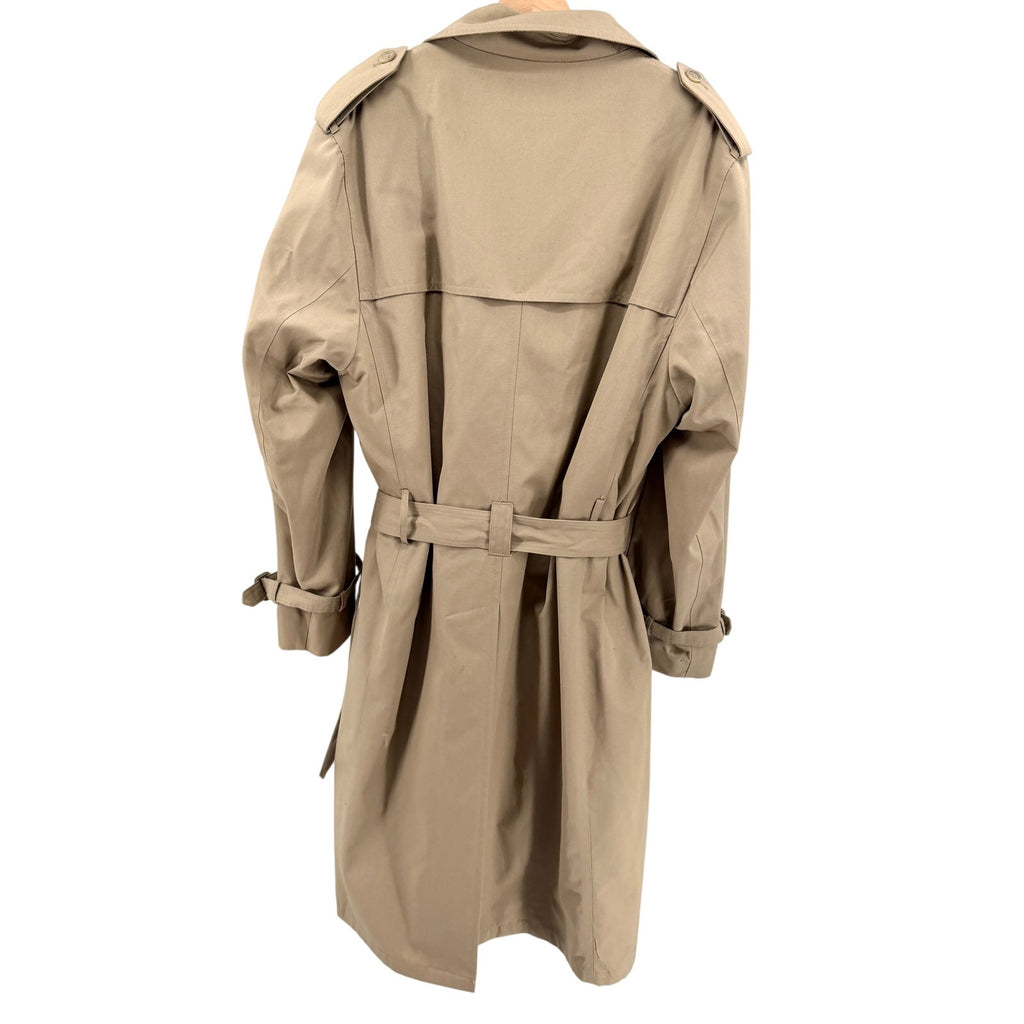 Vintage 80s Oleg Cassini Tan Double Breasted Weather Ready Trenchcoat Jacket