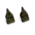 Vintage 80s Gold Tone Austin Texas Capitol Stamped Lapel Tack Pins Pair
