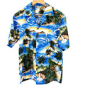 Vintage 90s Aloha Republic Blue 100% Cotton Tropical Hawaiian Shirt