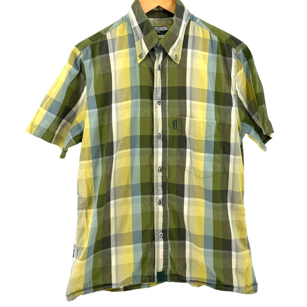 Paul Smith Green Yellow Plaid 100% Cotton Button Down Shirt