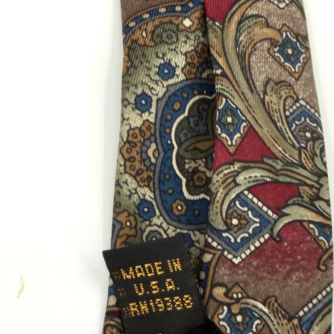 Vintage 90s Bill Blass Red Baroque 100% Silk Opulent Statement Dress Necktie