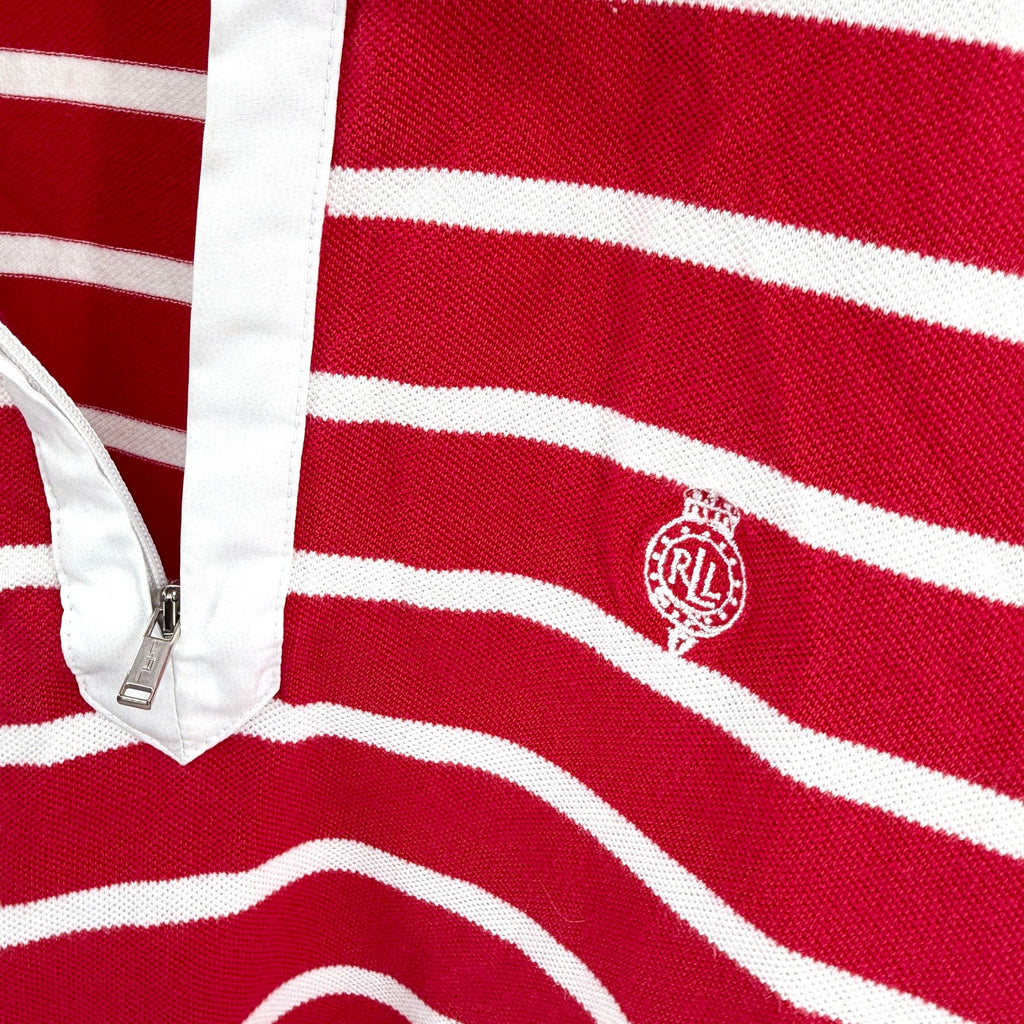 Vintage Y2K Lauren Active Ralph Lauren Red White Striped Cotton Nautical Polo