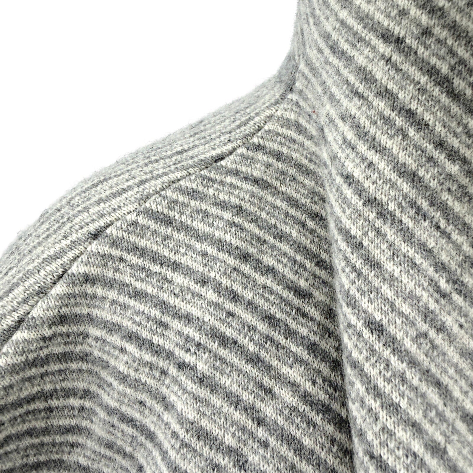 Tahari Gray Striped 100% Cashmere Hooded Cardigan Sweater