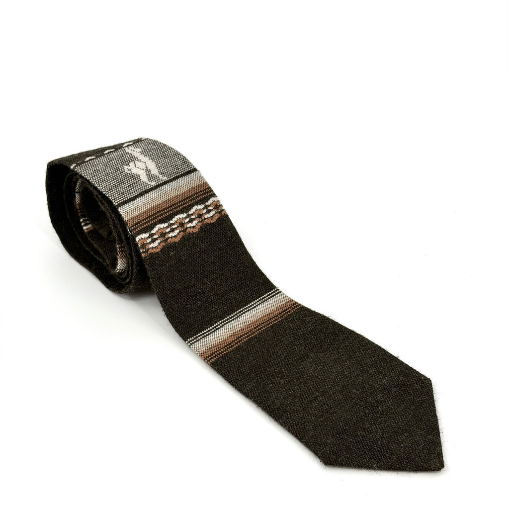 NEW Vintage 90s Creaciones Landa Brown 100% Wool Andean Folk Llama Hand Made Tie