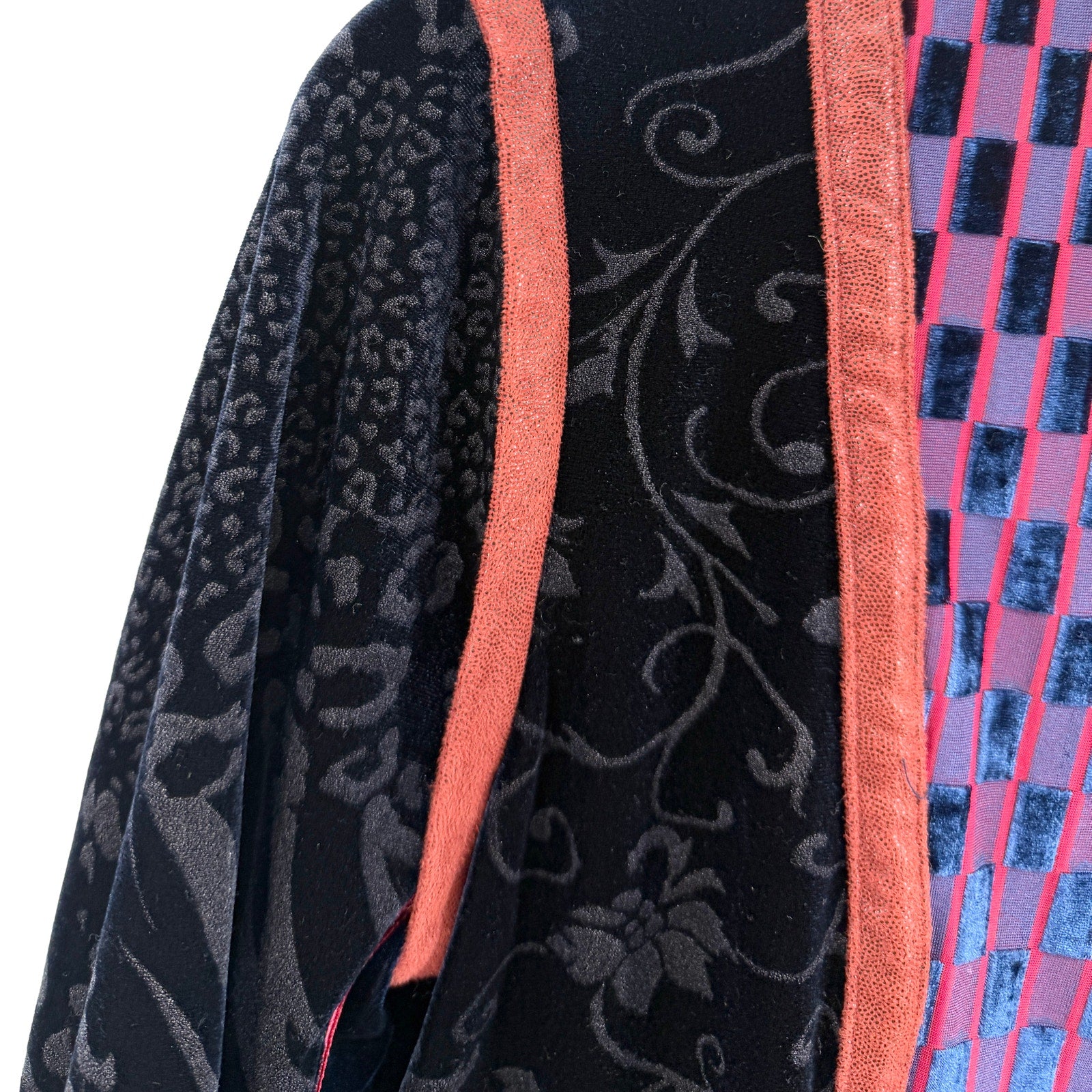 Vintage Y2K ANAC Midnight Blue Velvet Burnout Animal Print Zip Jacket
