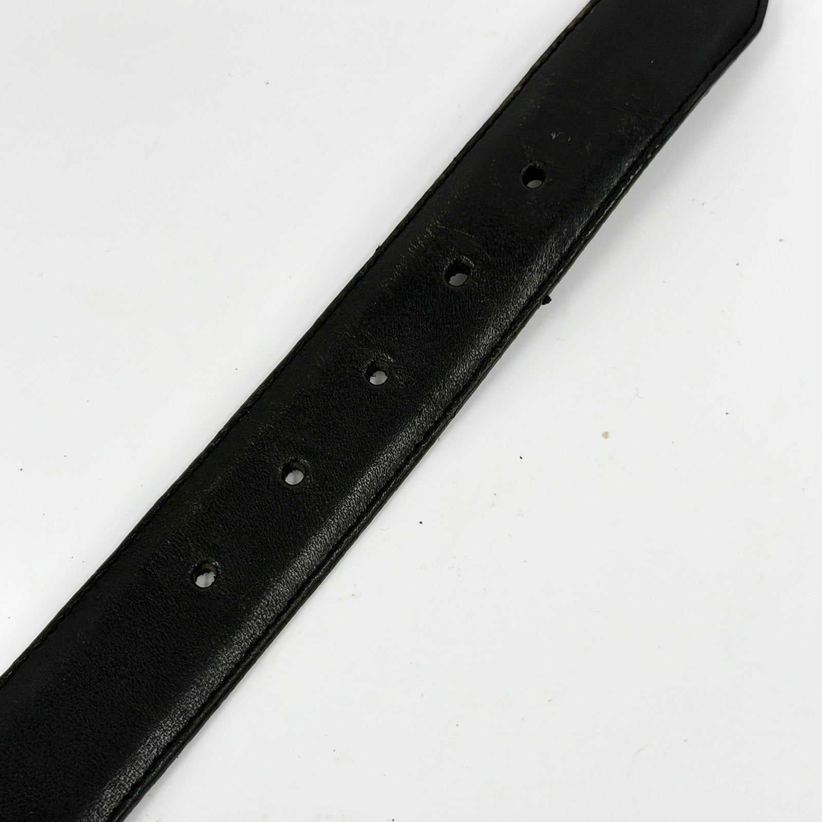 Vintage 90s Brighton Black Genuine Leather Silver Buckle Belt