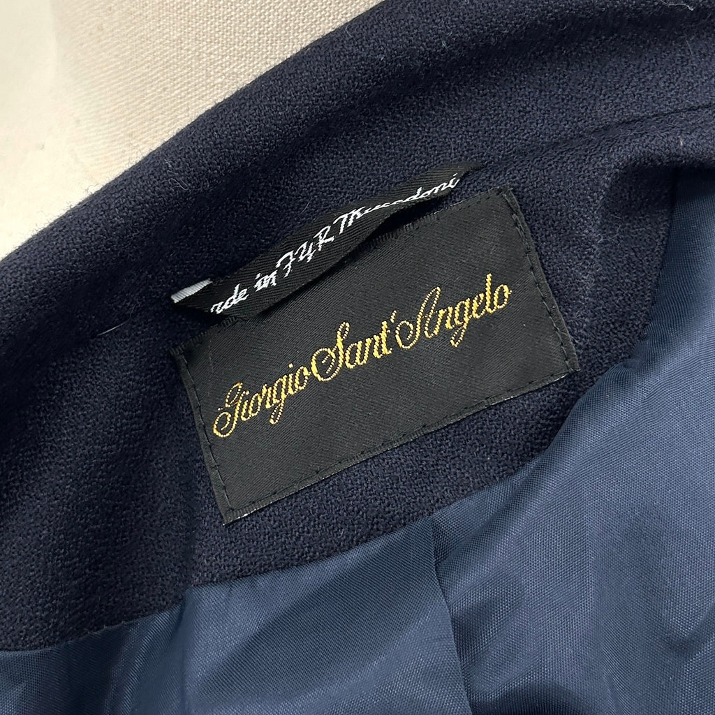 Vintage 80s Giorgio Sant Angelo Navy Blue 100% Wool Double Breasted Blazer