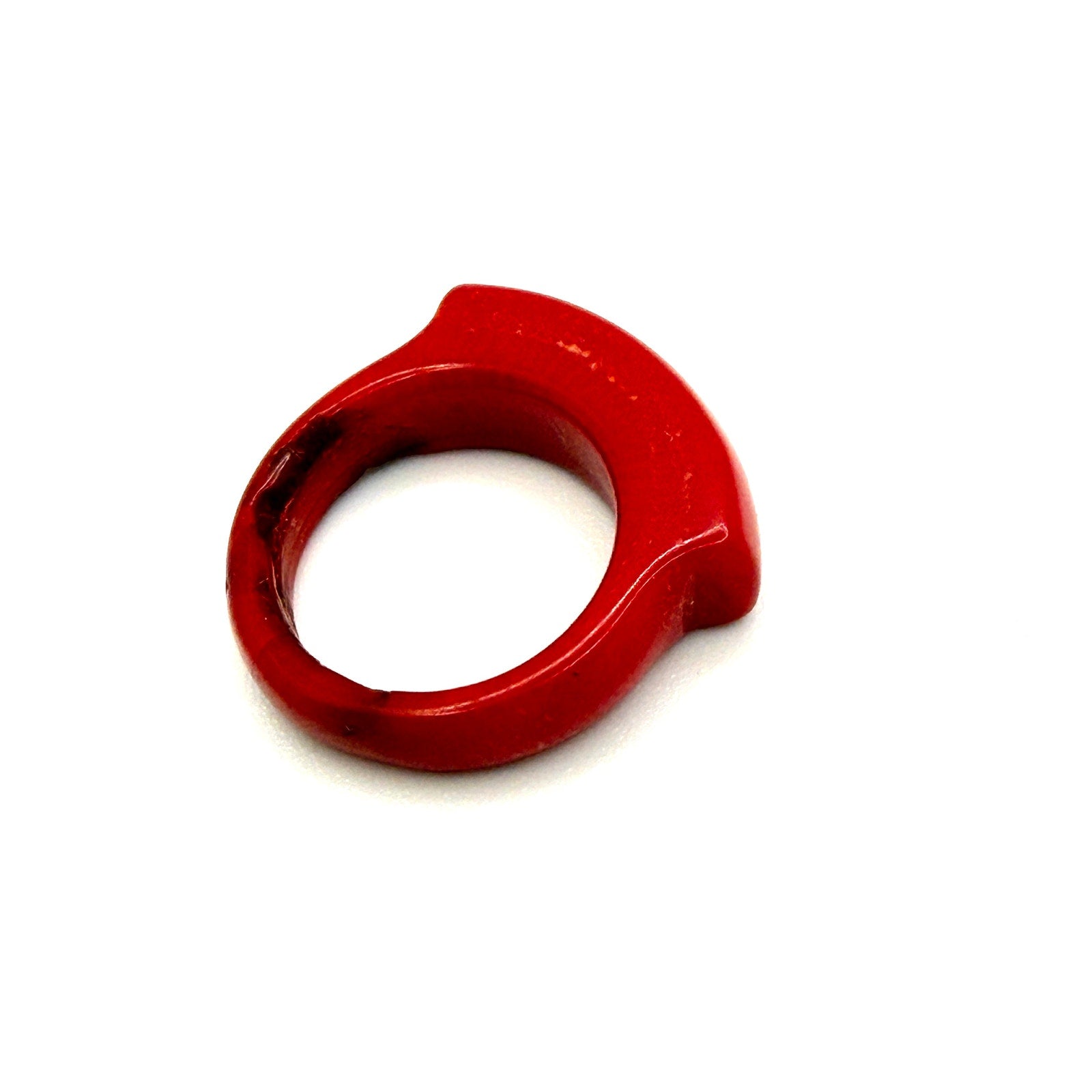 Vintage 90s Red Carved Natural Coral Minimalist Statement Ring