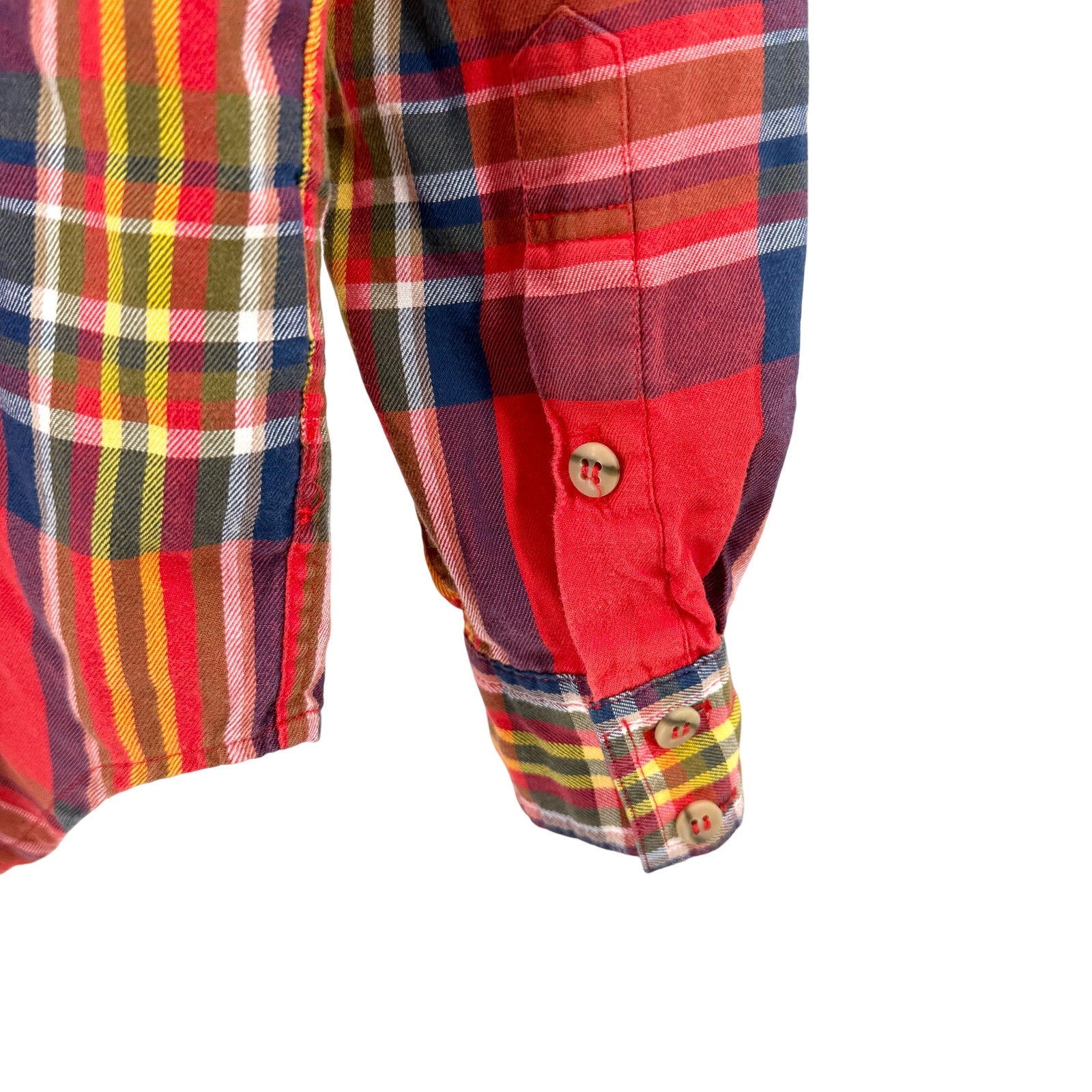 Vintage 90s Lizsport by Liz Claiborne Red Plaid 100% Cotton Flannel Shirt