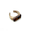 Vintage 90s Amber Sterling Silver Minimalist Rectangular Adjustable Ring