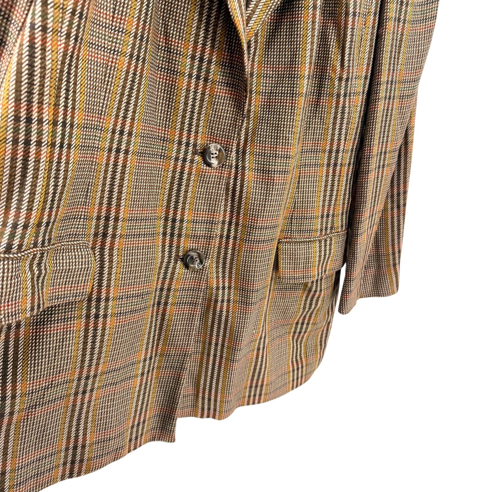 Vintage 90s Hugo Buscati Milano Brown Mustard Plaid Blazer
