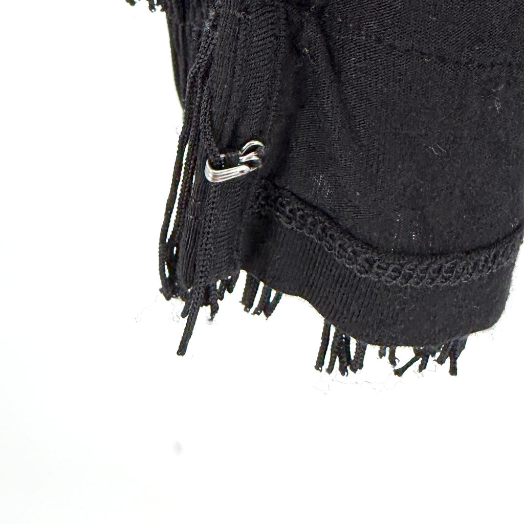 Vintage Y2K INC Black Flapper Tiered Fringe Hook Front Cardigan Top