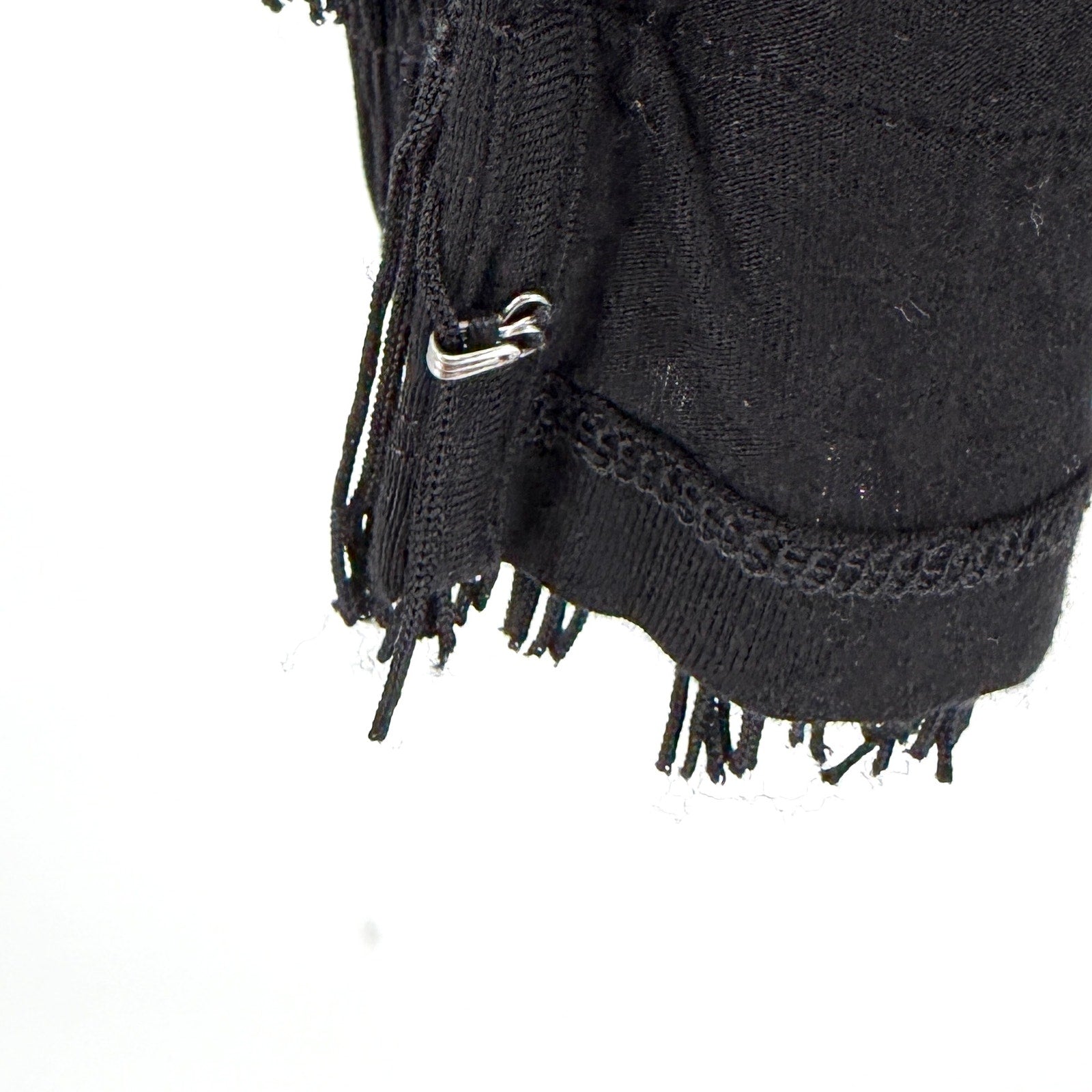 Vintage Y2K INC Black Flapper Tiered Fringe Hook Front Cardigan Top