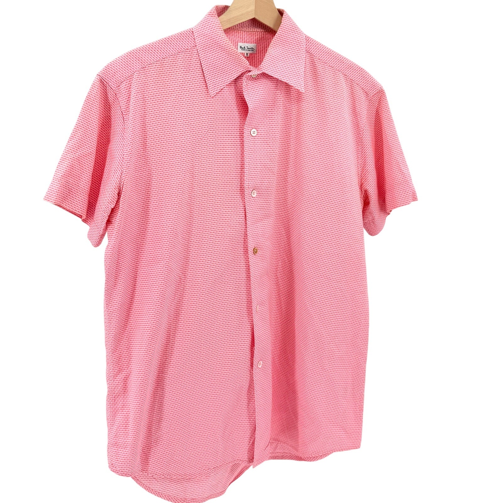 Vintage 90s Paul Smith Textured 100% Cotton Pink Button Down Shirt