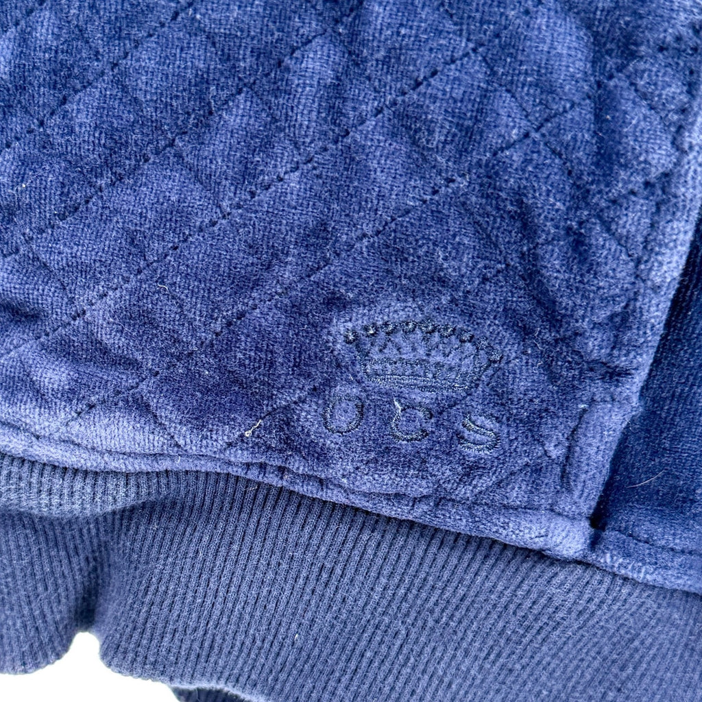 Vintage Y2K Oleg Cassini Sport Navy Quilted Velour Zip Jacket
