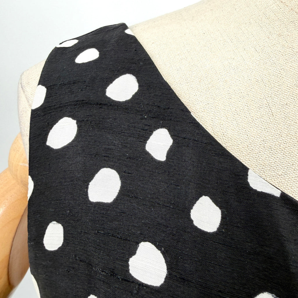 Kate Spade Black White Polkadot 100% Silk Bow Pocket Cocktail Dress