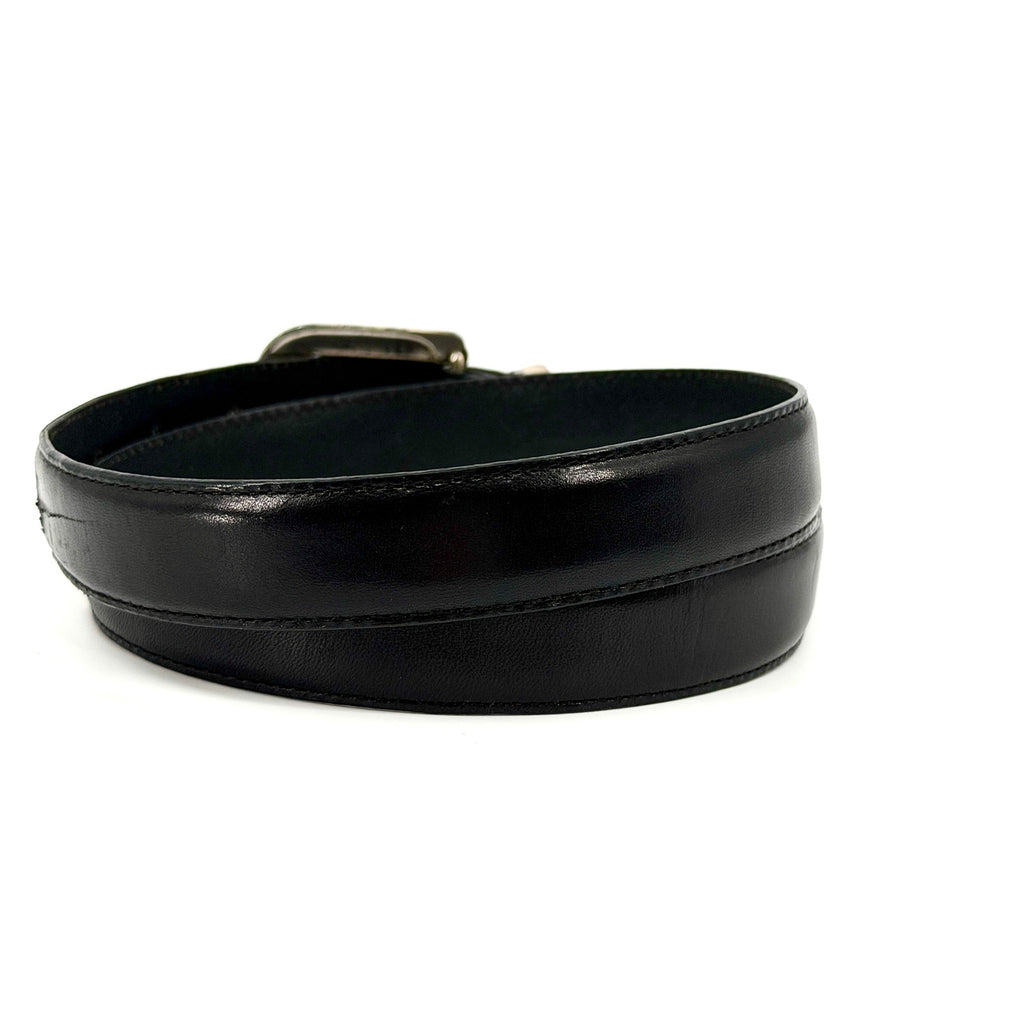 Vintage 90s Brighton Black Genuine Leather Western Heart Star Buckle Belt