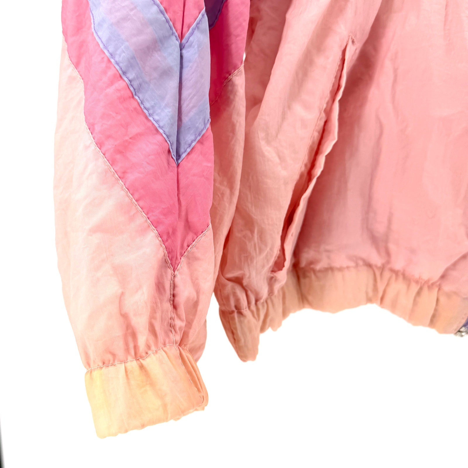Vintage 90s Leclerc Pink Purple Colorblock Track Jacket Windbreaker