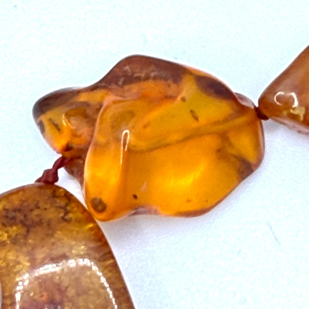 Vintage 70s Honey Cognac Genuine Amber Chunky Statement Necklace