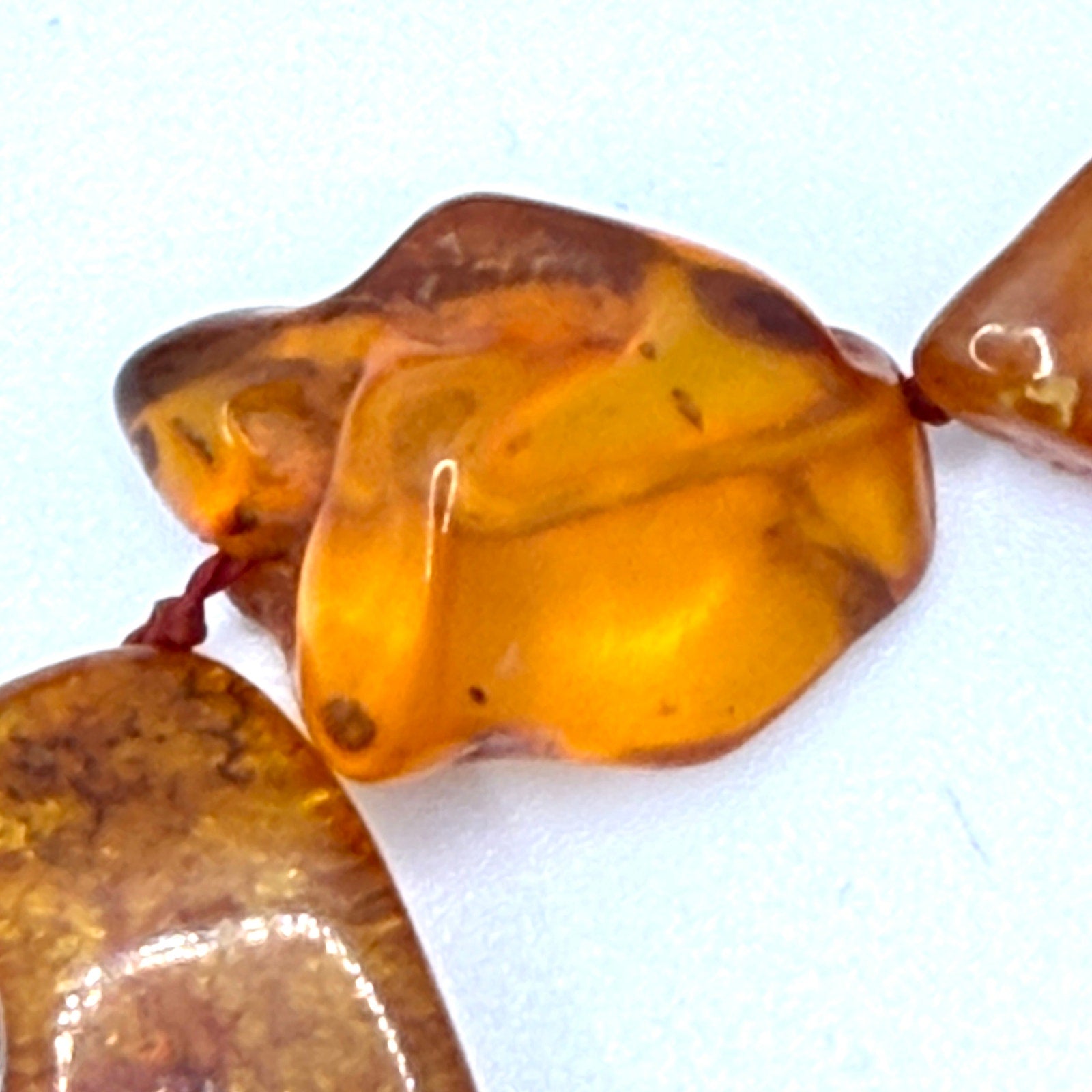 Vintage 70s Honey Cognac Genuine Amber Chunky Statement Necklace
