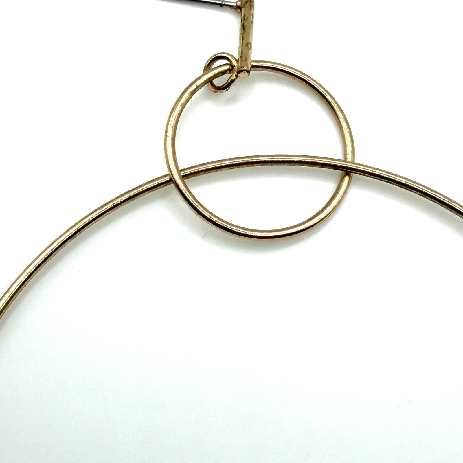 Vintage 70s Gold Tone Geometric Double Interlocking Hoop Dangle Earrings