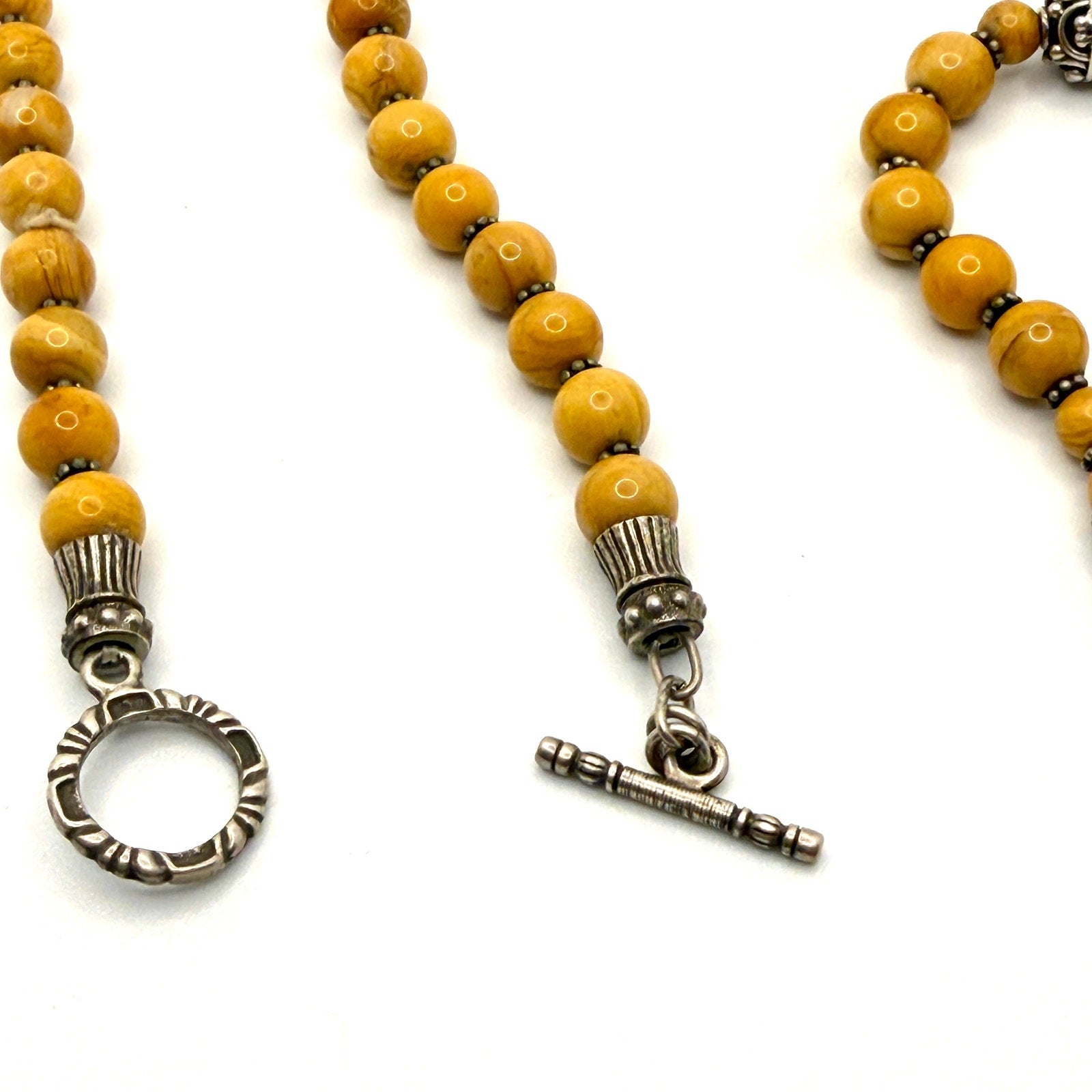 Vintage 90s Yellow Jasper Artisan Toggle Clasp Necklace Bracelet Set