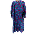Vintage 80s Umi Collections Purple Floral Romantic Silk Wool Drop Waist Dress