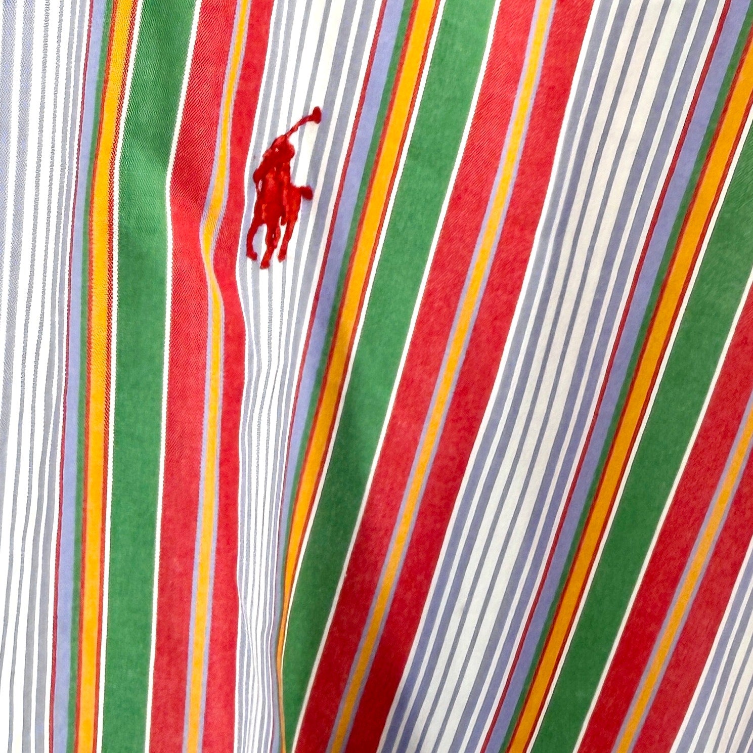 MINT Vintage Y2K Ralph Lauren Blake Red Green Stripe Cotton Button-Down Shirt