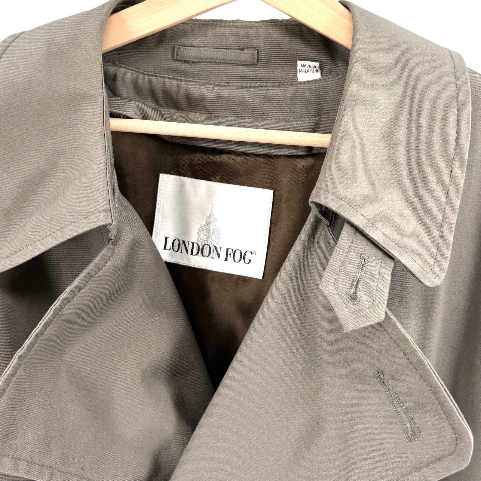 Vintage 90s London Fog Dark Gray Olive Sharp Tailoring Trenchcoat Jacket