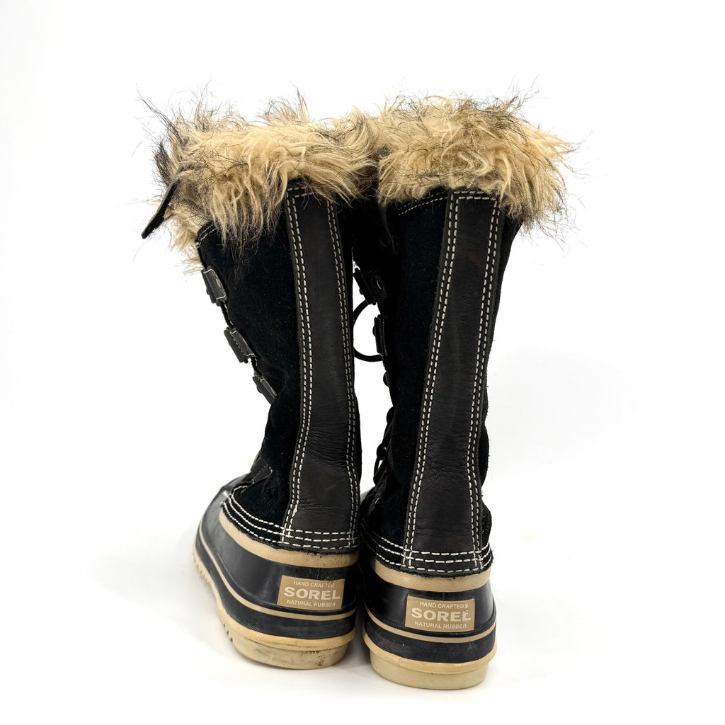 Sorel Black Genuine Leather Faux Fur Waterproof Snow Boots