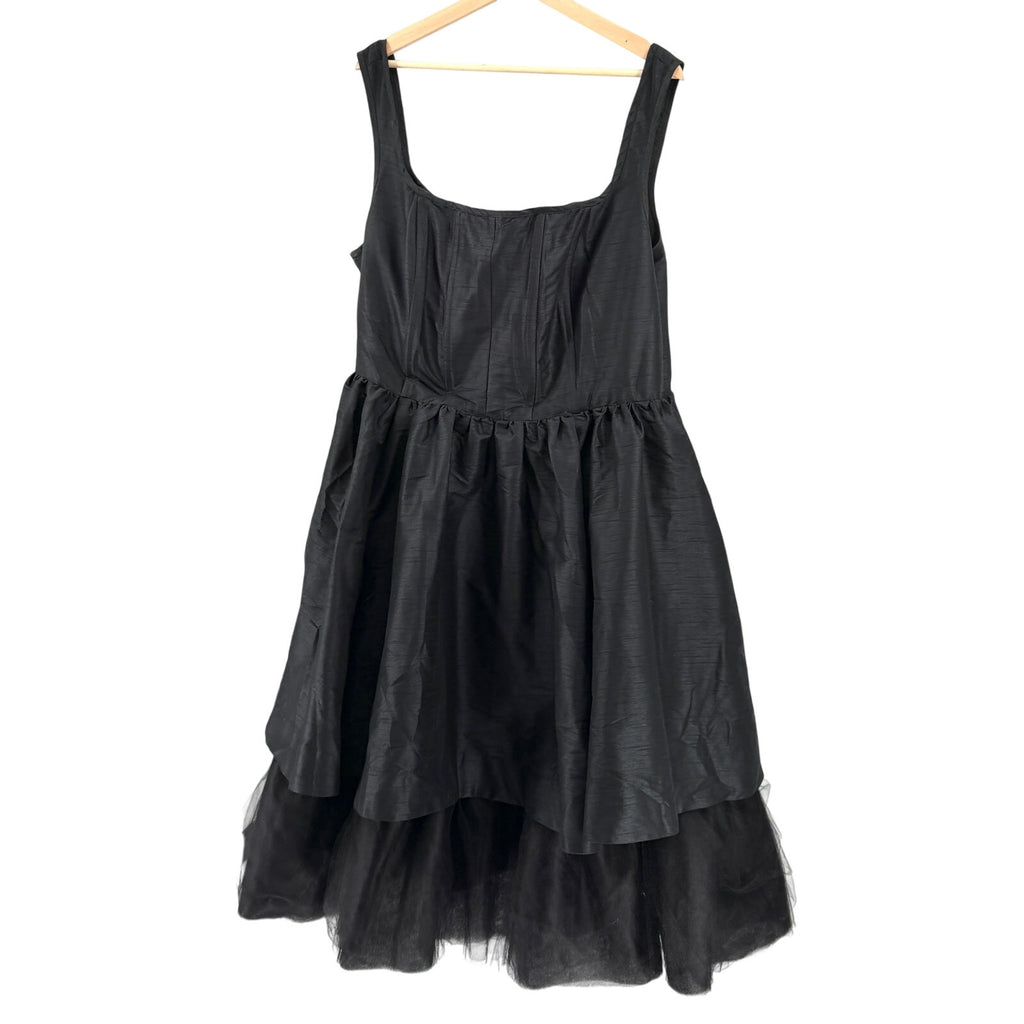 eShakti Black Romantic Goth Tulle Tiered Boned Corset Cocktail Dress