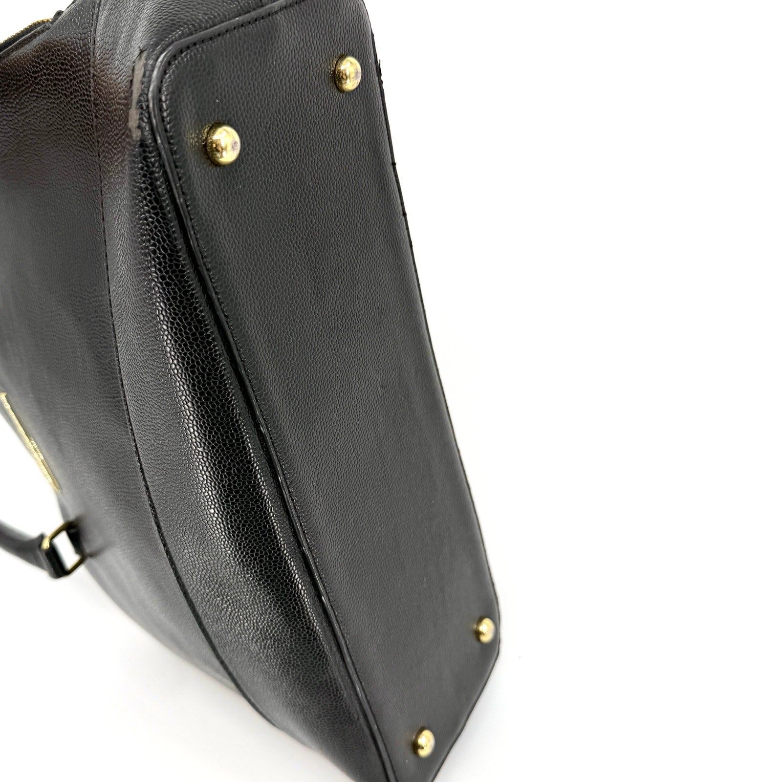 Vintage Y2K Anne Klein Black Minimalist Structured Top Handle Doctor Bag