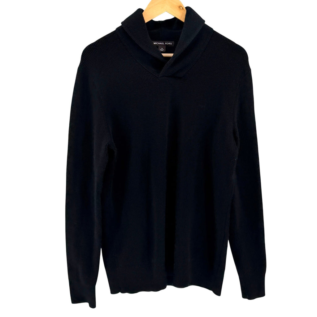 Michael Kors Black Shawl Neck Thick Knit Layering Sweater
