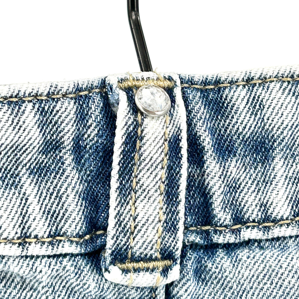 Rebecca Minkoff Light Blue Acid Wash Deconstructed Denim Midi Skirt