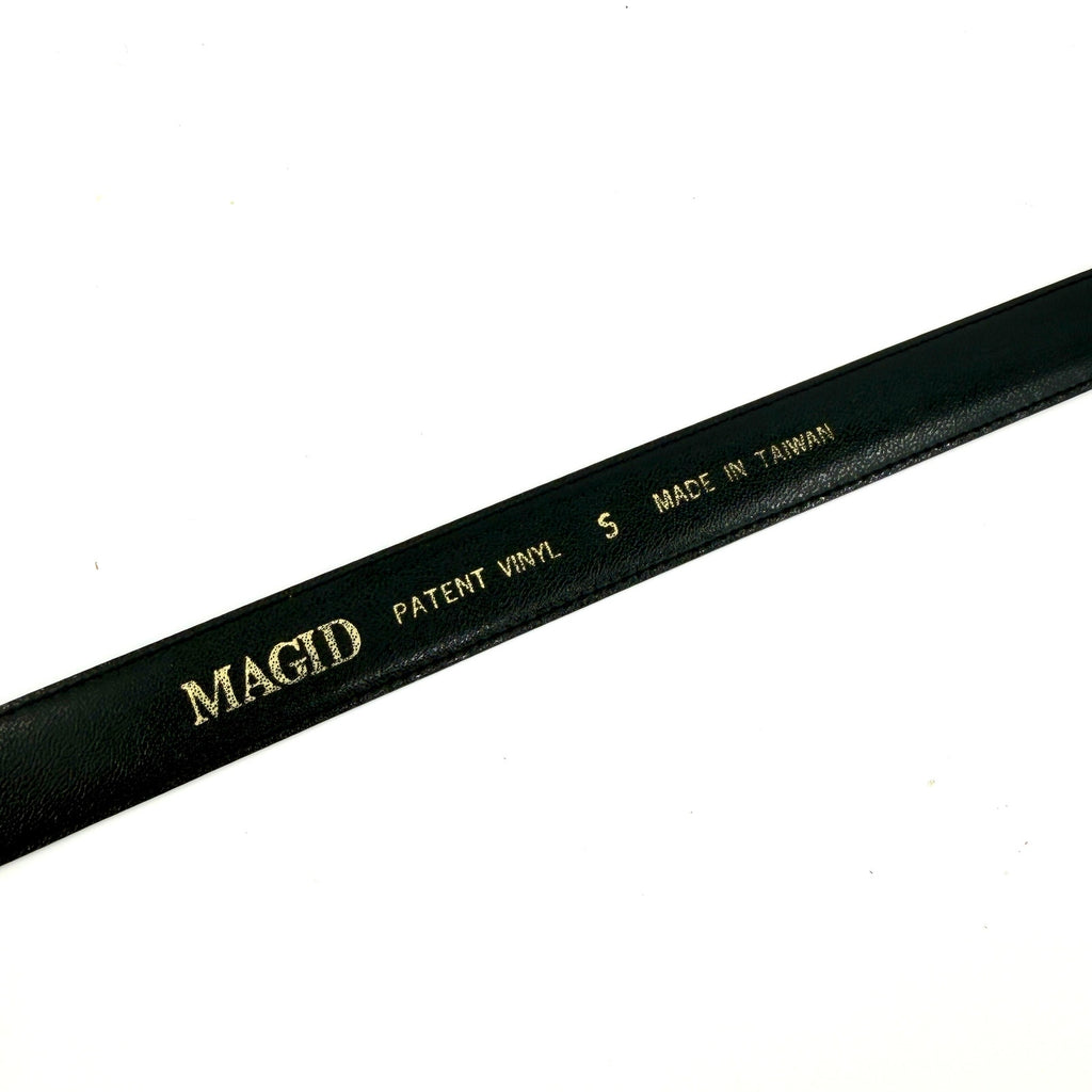 Vintage 90s Magid Black Patent Leather Statement Buckle Belt