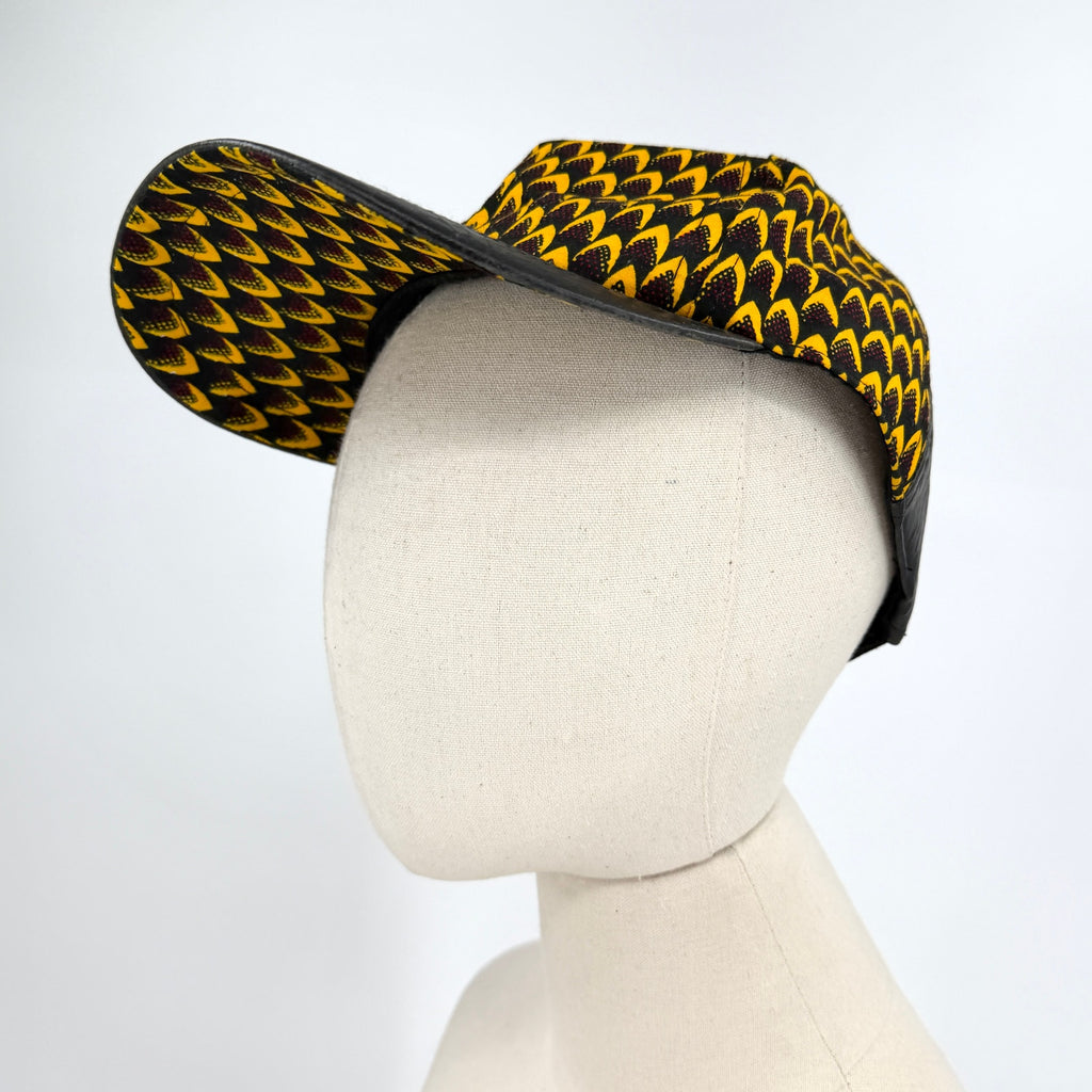 Yellow Black Ankara 100% Cotton Fabric Customized Baseball Cap